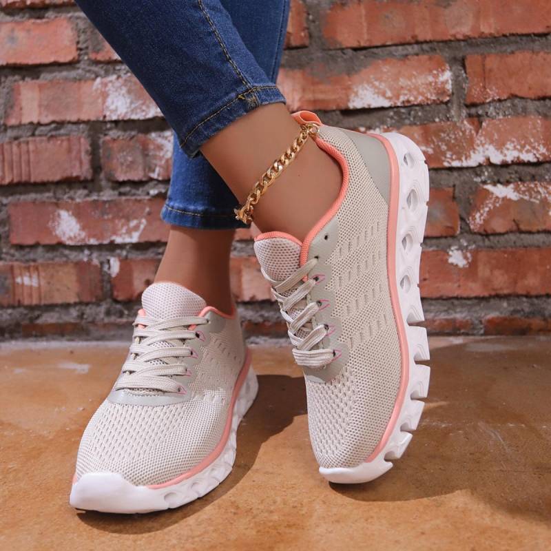 Modische gestrickte Sneaker für Damen Herbst Slipper Walking Schuhe Frau Mesh Atmungsaktiv Casual Sport Sneaker Übergröße 36 von Joom DACH