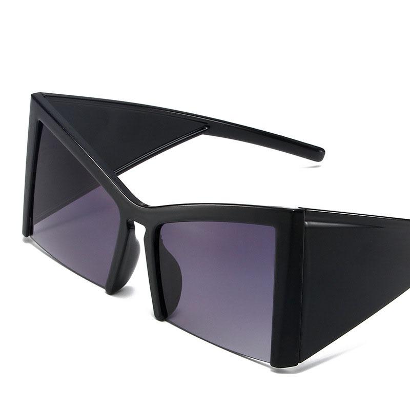 Modische große Halb-Cat-Eye-Sonnenbrille für Damen im Vintage-Punk-Stil, Halbrahmen, elegante Reise-Sonnenbrille für Damen schwarz von Joom DACH