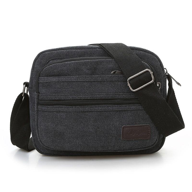 Modische große Kapazität mehrschichtige Leinwand Herren Single Shoulder Diagonal Cross Bag, Business Rucksack, Casual schwarz von Joom DACH