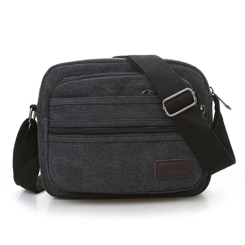 Modische große Kapazität mehrschichtige Leinwand Herren Single Shoulder Diagonal Cross Bag, Business Rucksack, Casual schwarz von Joom DACH