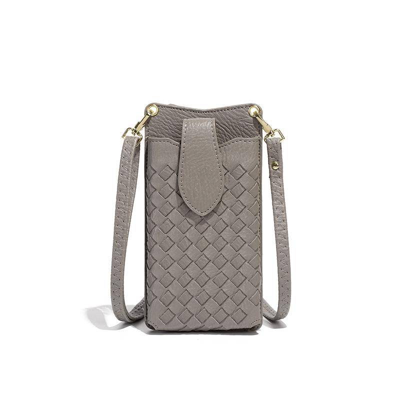 Modische handgewebte Tasche, Kompakte Kartenetui in Unifarbe, Handytasche, Trendig und vielseitig, Mini-Damentasche zum Umhängen von Joom DACH