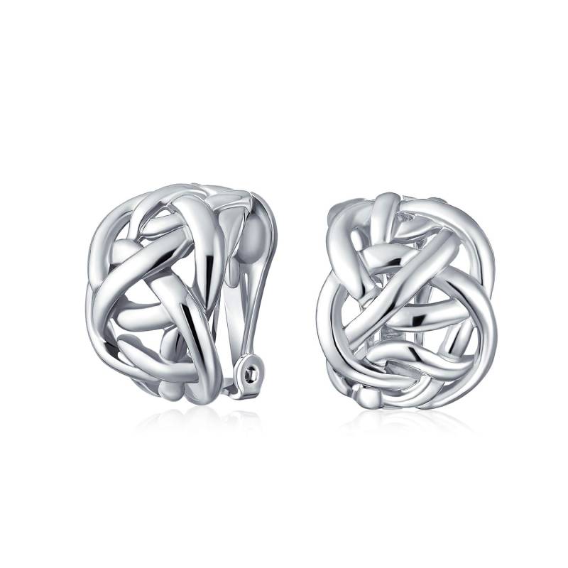 Modische offene Kreuzkreuz Keltischer Liebesknoten Weben Halb Hoop Clip Versilberte Ohrringe Nicht Piercing Ohren Für Frauen silber von Joom DACH