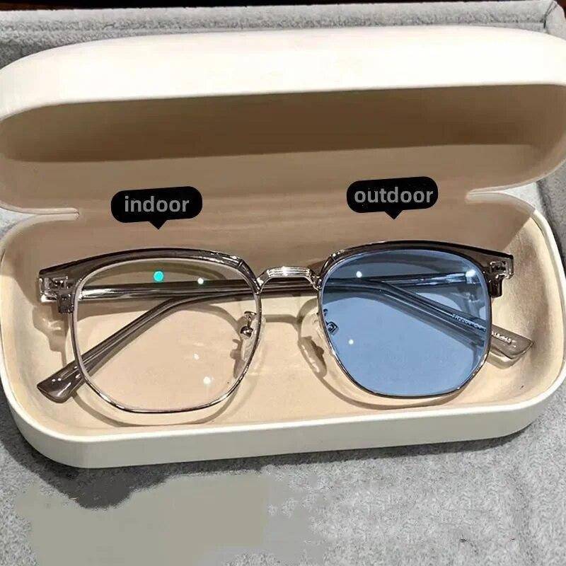 Modische photochrome Brille für Männer und Frauen, übergroße Myopie-Brille, Farbwechsel für den Außenbereich, kurzsichtige Brille, Dioptrien -3.5 von Joom DACH