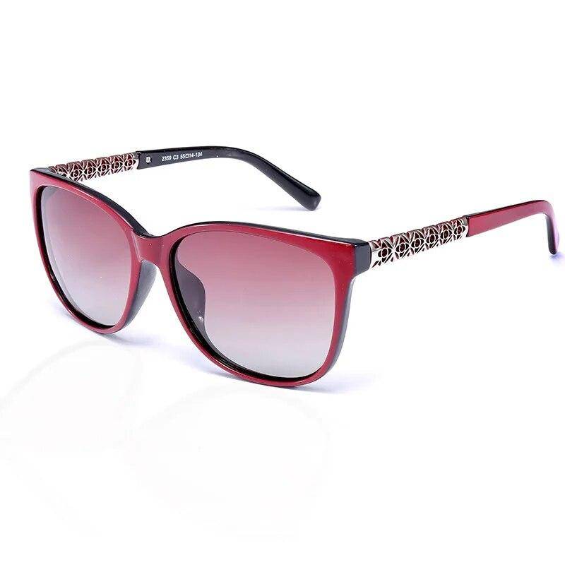 Modische polarisierende Sonnenbrille für Damen, einzigartig gestaltete UV-400-Sonnenbrille, Outdoor-Brille rot von Joom DACH