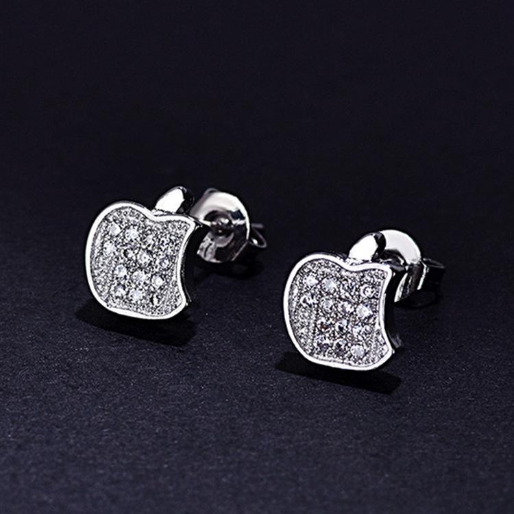 Modische und beliebte kleine Apfel-Ohrstecker für Mädchen voller Diamant-Zirkon-Schmuck, antiallergisch von Joom DACH