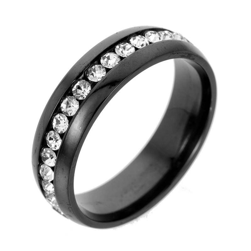 Modischer, mehrfarbiger, stapelbarer Eternity-Ring aus Edelstahl mit Kristall-Zirkonia-Ehering 7 schwarz von Joom DACH
