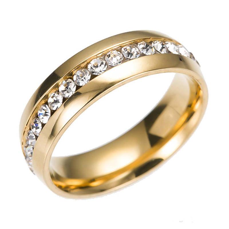 Modischer, mehrfarbiger, stapelbarer Eternity-Ring aus Edelstahl mit Kristall-Zirkonia-Ehering 8 gold von Joom DACH