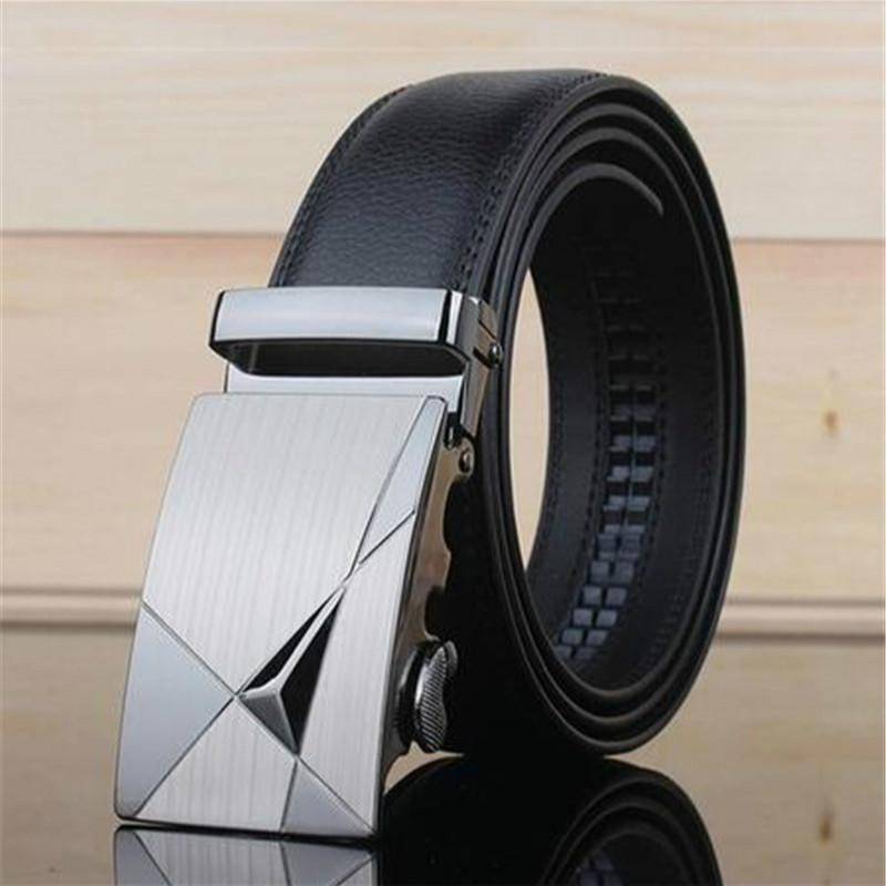 Modischer Herren-Ledergürtel mit automatischer Schnalle, Schwarz schwarz von Joom DACH