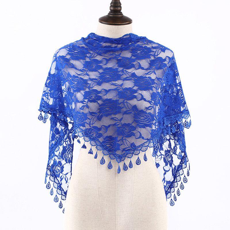 Modischer Spitzen-Dreiecksschal, Damen-Kopftuch, Schal-Dekoration, Nackenschutz-Schal, Damen-Schal 150*45*45cm von Joom DACH