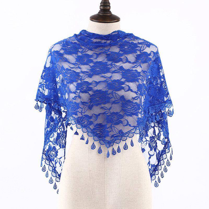 Modischer Spitzen-Dreiecksschal, Damen-Kopftuch, Schal-Dekoration, Nackenschutz-Schal, Damen-Schal 150*45*45cm von Joom DACH