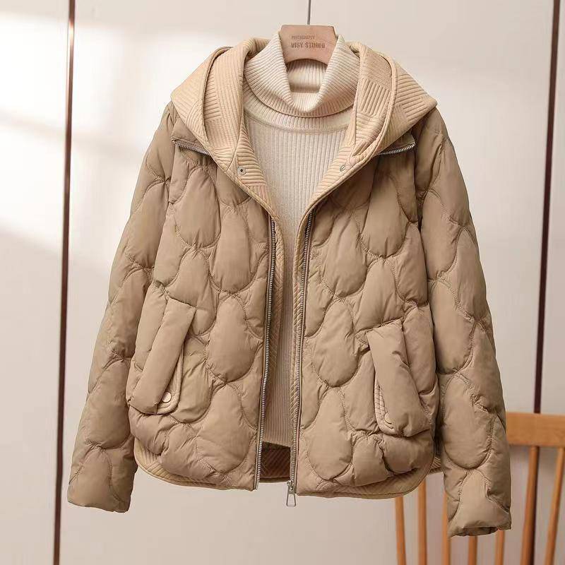 Modischer Wintermantel für Damen, kurzer zweiteiliger Kapuzenpullover mit einfarbiger, verdickter Baumwollwattierung XL khaki Modischer Wintermantel für Damen, kurzer zweiteiliger Kapuzenpullover mit einfarbiger, verdickter Baumwollwattierung XL khaki von Joom DACH