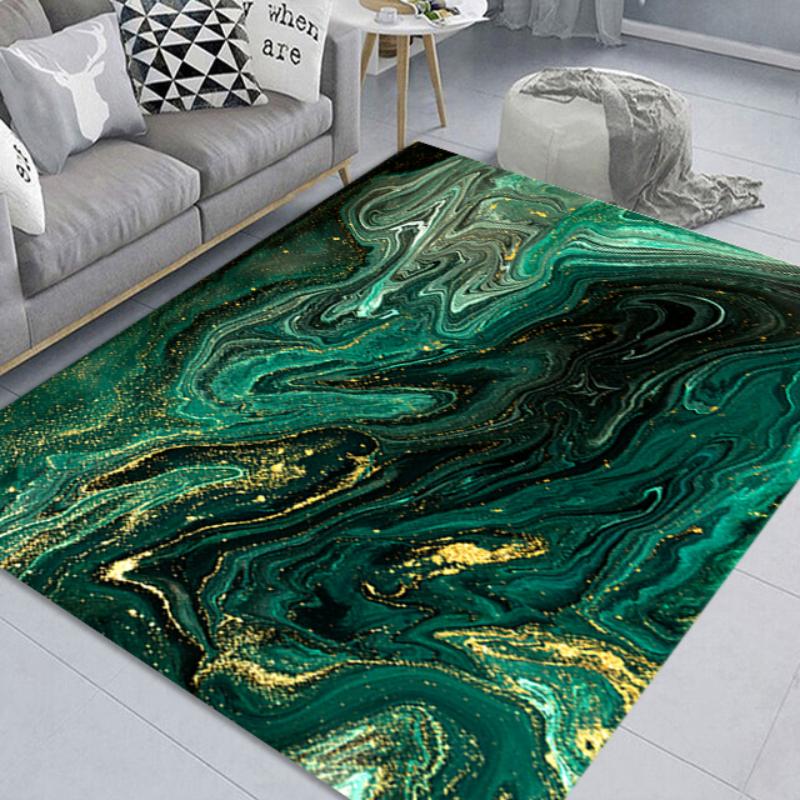Modischer smaragdgrüner Marmor-Wohnzimmer-Schlafzimmer-Teppich, Badezimmer-Anti-Rutsch-Teppich, Yoga-Matte, Heim-Schlafzimmer-Dekoration, pelziger Kinderteppich 120cm x 160cm von Joom DACH