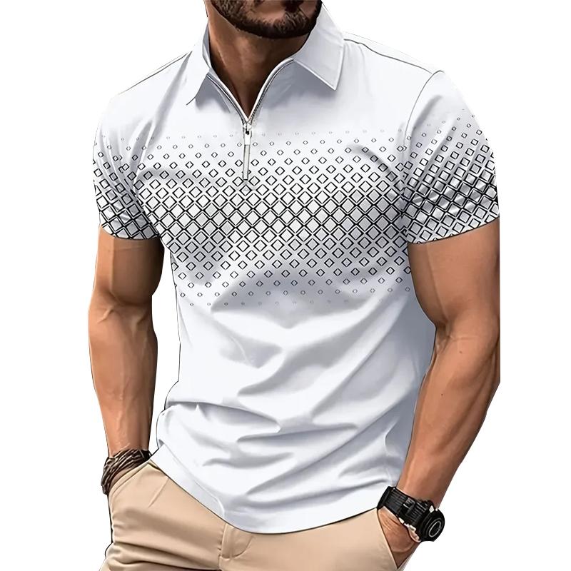 Modisches, Slim Fit-Poloshirt für Herren mit kurzen Ärmeln und Reißverschluss für den Sommer. 2XL Modisches, Slim Fit-Poloshirt für Herren mit kurzen Ärmeln und Reißverschluss für den Sommer. 2XL von Joom DACH