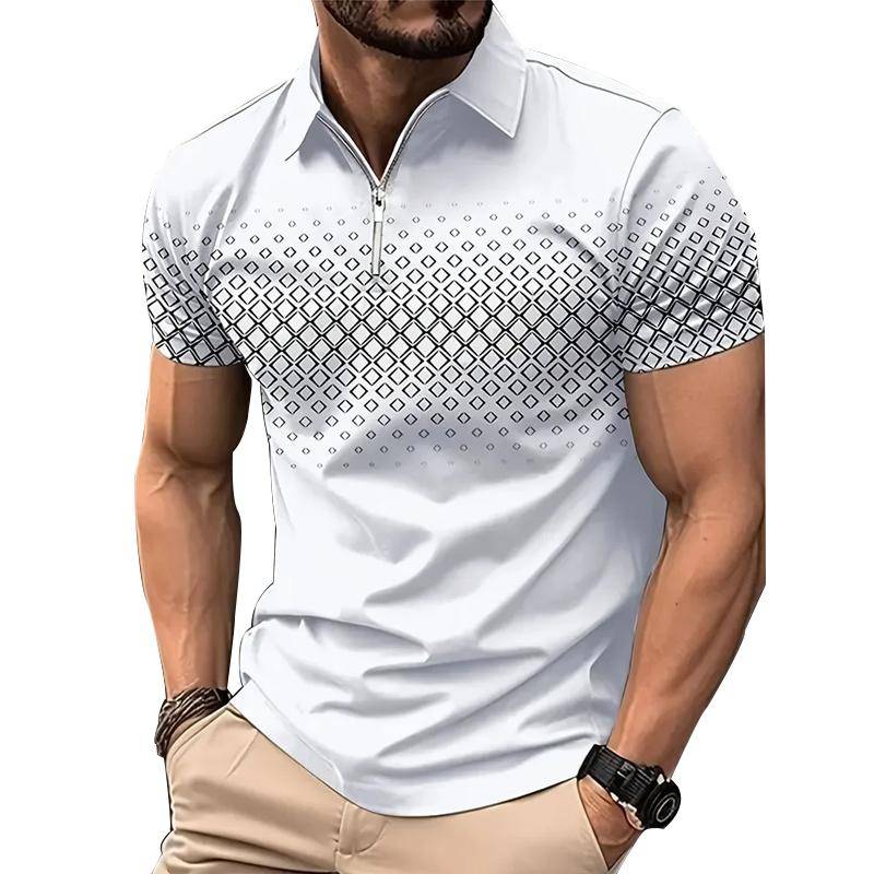 Modisches, Slim Fit-Poloshirt für Herren mit kurzen Ärmeln und Reißverschluss für den Sommer. 2XL Modisches, Slim Fit-Poloshirt für Herren mit kurzen Ärmeln und Reißverschluss für den Sommer. 2XL von Joom DACH