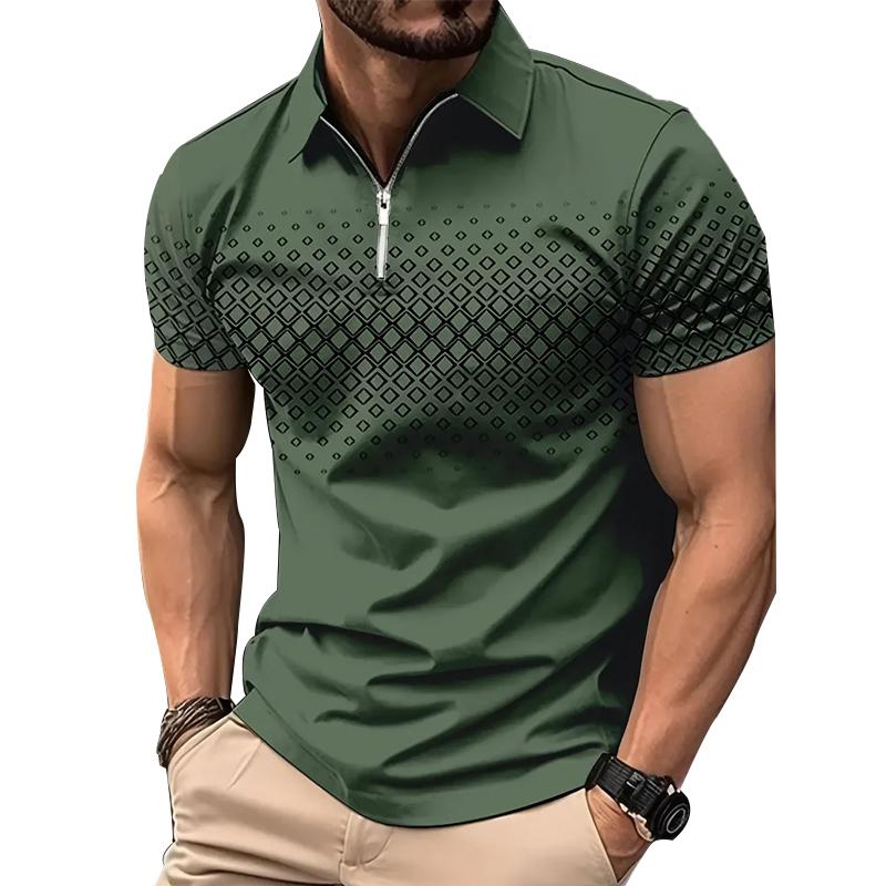 Modisches, Slim Fit-Poloshirt für Herren mit kurzen Ärmeln und Reißverschluss für den Sommer. 2XL Modisches, Slim Fit-Poloshirt für Herren mit kurzen Ärmeln und Reißverschluss für den Sommer. 2XL von Joom DACH