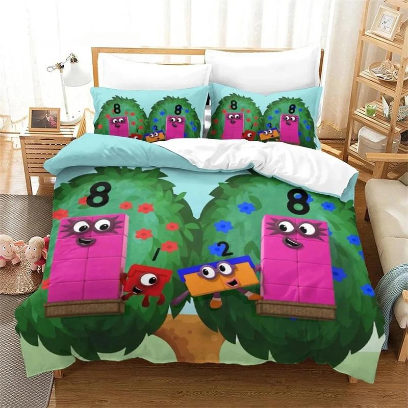 Modisches 3D-Druck-Bettwäscheset mit Cartoon-Zahlenblöcken, Doppelbett, Twin, King-Size-Bettbezug, Bettdecke, Kissenbezug, Jungen, Mädchen, Erwachsene, Schlafzimmer 70x133cm 2pcs von Joom DACH