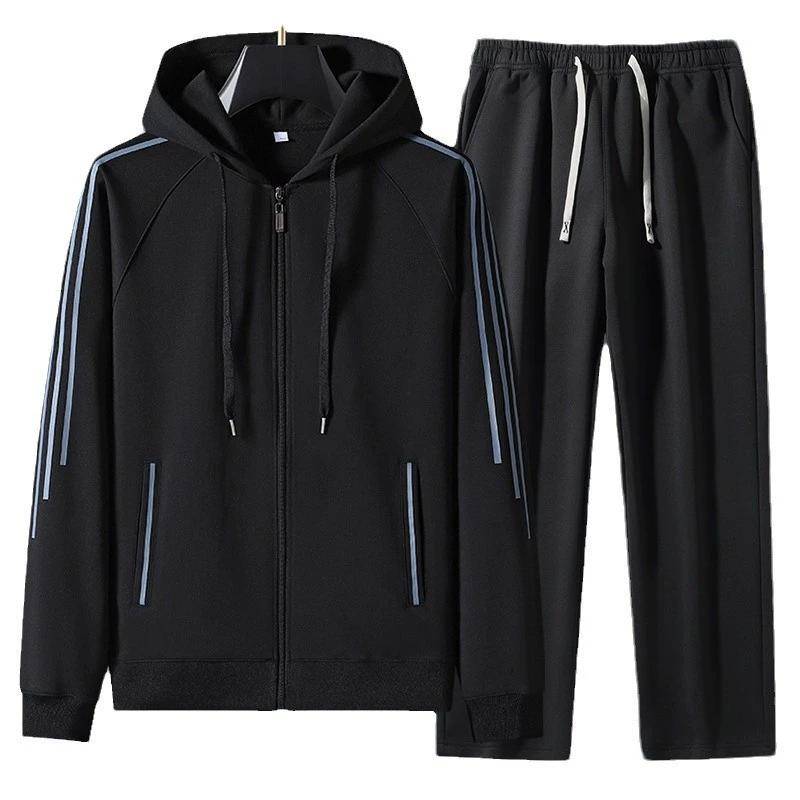 Modisches Casual Cardigan Hooded Set Herren Loose Hoodie Sport Hoodie Set XXXXXL schwarz von Joom DACH