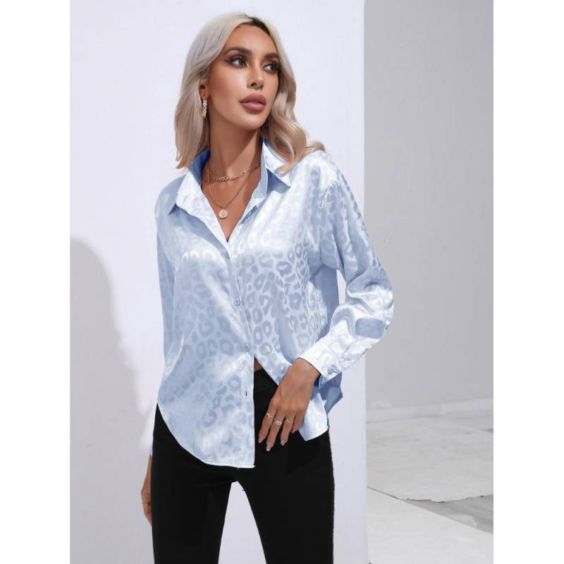Modisches Damen-High-End-Langarmshirt, elegante Business-Party, Date-Damenoberteile, Damen-Freizeitkleidung XXL hellblaue von Joom DACH