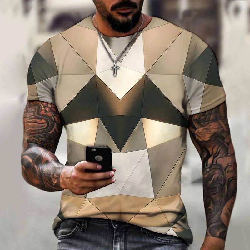 Modisches Hip-Hop-T-Shirt mit 3D-Diamant-Druckmuster für Herren, Sommer, Freizeit, Sportbekleidung, Top, kurzärmeliges T-Shirt L Modisches Hip-Hop-T-Shirt mit 3D-Diamant-Druckmuster für Herren, Sommer, Freizeit, Sportbekleidung, Top, kurzärmeliges T-Shirt L von Joom DACH