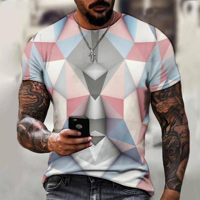 Modisches Hip-Hop-T-Shirt mit 3D-Diamant-Druckmuster für Herren, Sommer, Freizeit, Sportbekleidung, Top, kurzärmeliges T-Shirt L Modisches Hip-Hop-T-Shirt mit 3D-Diamant-Druckmuster für Herren, Sommer, Freizeit, Sportbekleidung, Top, kurzärmeliges T-Shirt L von Joom DACH