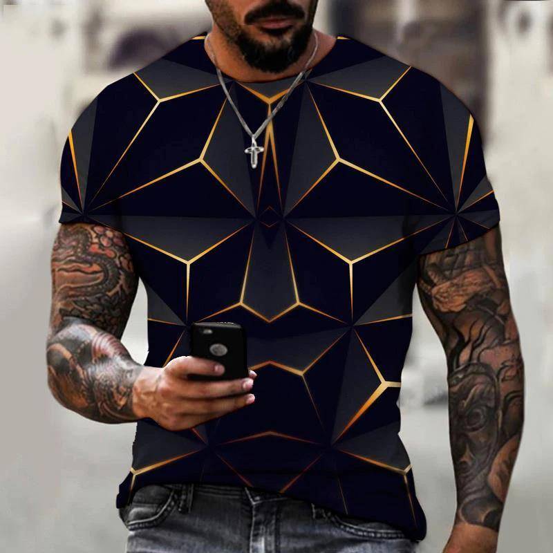 Modisches Hip-Hop-T-Shirt mit 3D-Diamant-Druckmuster für Herren, Sommer, Freizeit, Sportbekleidung, Top, kurzärmeliges T-Shirt M Modisches Hip-Hop-T-Shirt mit 3D-Diamant-Druckmuster für Herren, Sommer, Freizeit, Sportbekleidung, Top, kurzärmeliges T-Shirt M von Joom DACH