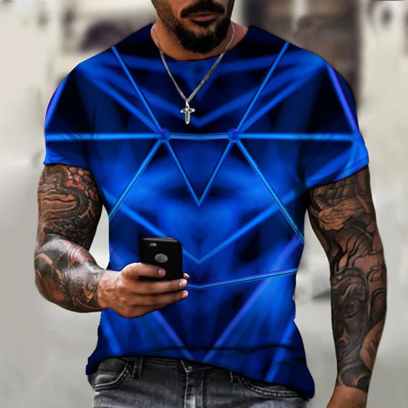 Modisches Hip-Hop-T-Shirt mit 3D-Diamant-Druckmuster für Herren, Sommer, Freizeit, Sportbekleidung, Top, kurzärmeliges T-Shirt M Modisches Hip-Hop-T-Shirt mit 3D-Diamant-Druckmuster für Herren, Sommer, Freizeit, Sportbekleidung, Top, kurzärmeliges T-Shirt M von Joom DACH