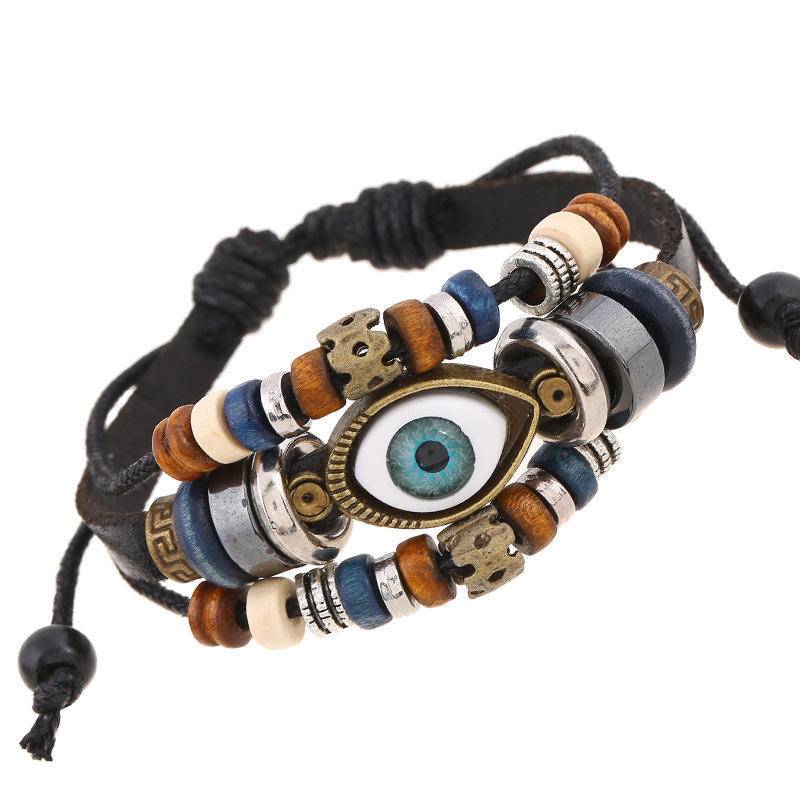 Modisches Pu-Leder-Armband, Schmuck, Augen, Vintage-Stil für Männer und Frauen schwarz von Joom DACH