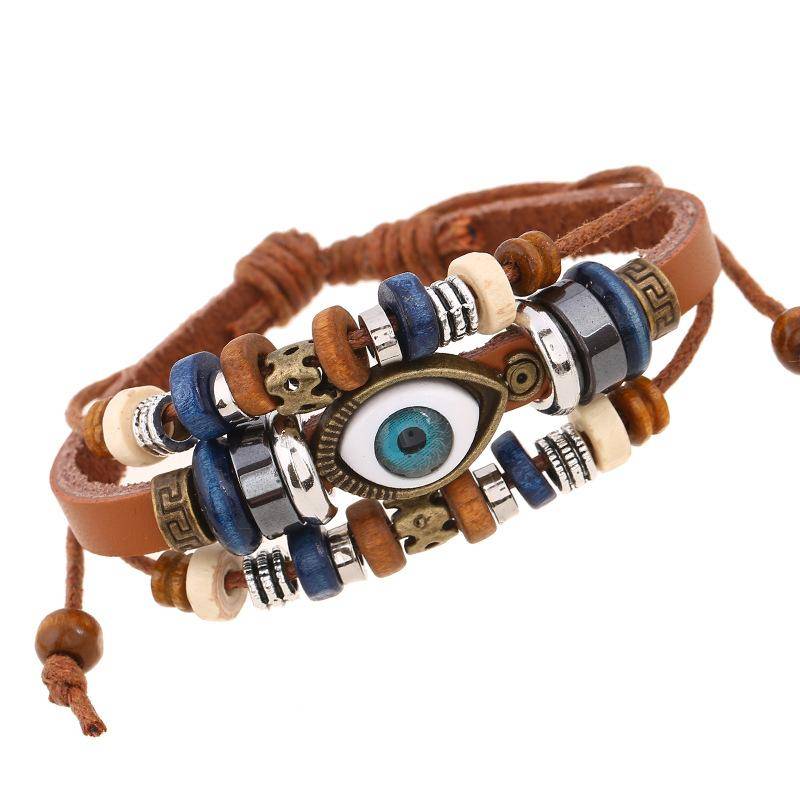 Modisches Pu-Leder-Armband, Schmuck, Augen, Vintage-Stil für Männer und Frauen braun von Joom DACH