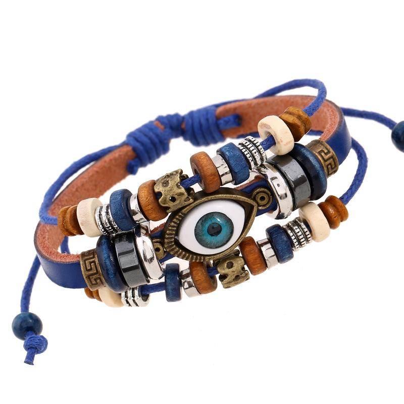 Modisches Pu-Leder-Armband, Schmuck, Augen, Vintage-Stil für Männer und Frauen blau von Joom DACH