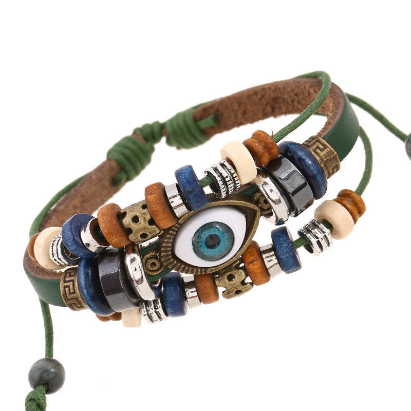 Modisches Pu-Leder-Armband, Schmuck, Augen, Vintage-Stil für Männer und Frauen grün von Joom DACH