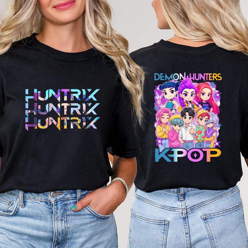 Modisches koreanisches Kurzarm-T-Shirt für Damen Kleidung Kurzarm-Tees Kpop Demon Hunter HuntrX Oversized Top Y2K-Kleidung S von Joom DACH
