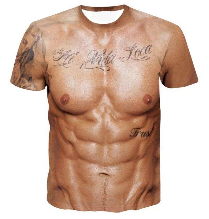 Modisches lustiges Six-Pack-Bauchmuskel-Tattoo-T-Shirt für Männer, Rundhals-Kurzarm-T-Shirts, cooles Streetwear-T-Shirt mit 3D-Druck L Modisches lustiges Six-Pack-Bauchmuskel-Tattoo-T-Shirt für Männer, Rundhals-Kurzarm-T-Shirts, cooles Streetwear-T-Shirt mit 3D-Druck L von Joom DACH