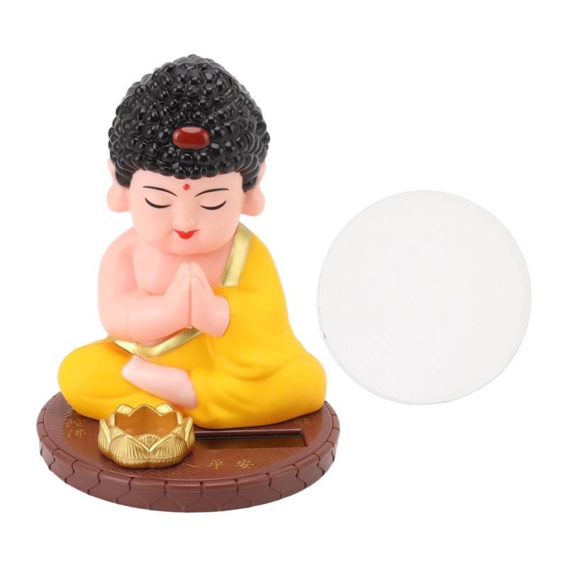 Mönchsdekoration Automatisches Nickendes Buddha Statue Figur mit Solarpanel für Heim-Auto-Ornamente von Joom DACH