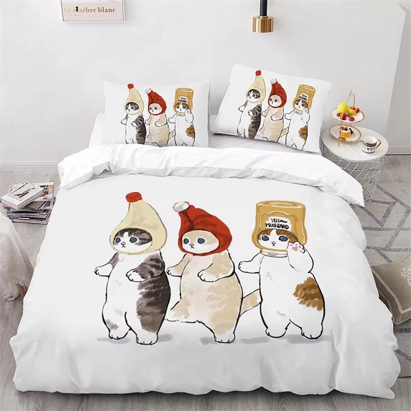 Mofusand Anime Hai Katze Bettwäschesets Steppdecke Bettbezug Bettdecke Bettbezug Kissenbezug 2-3-teilige Sets Raumdeko Geschenke EU Single 135x200cm von Joom DACH