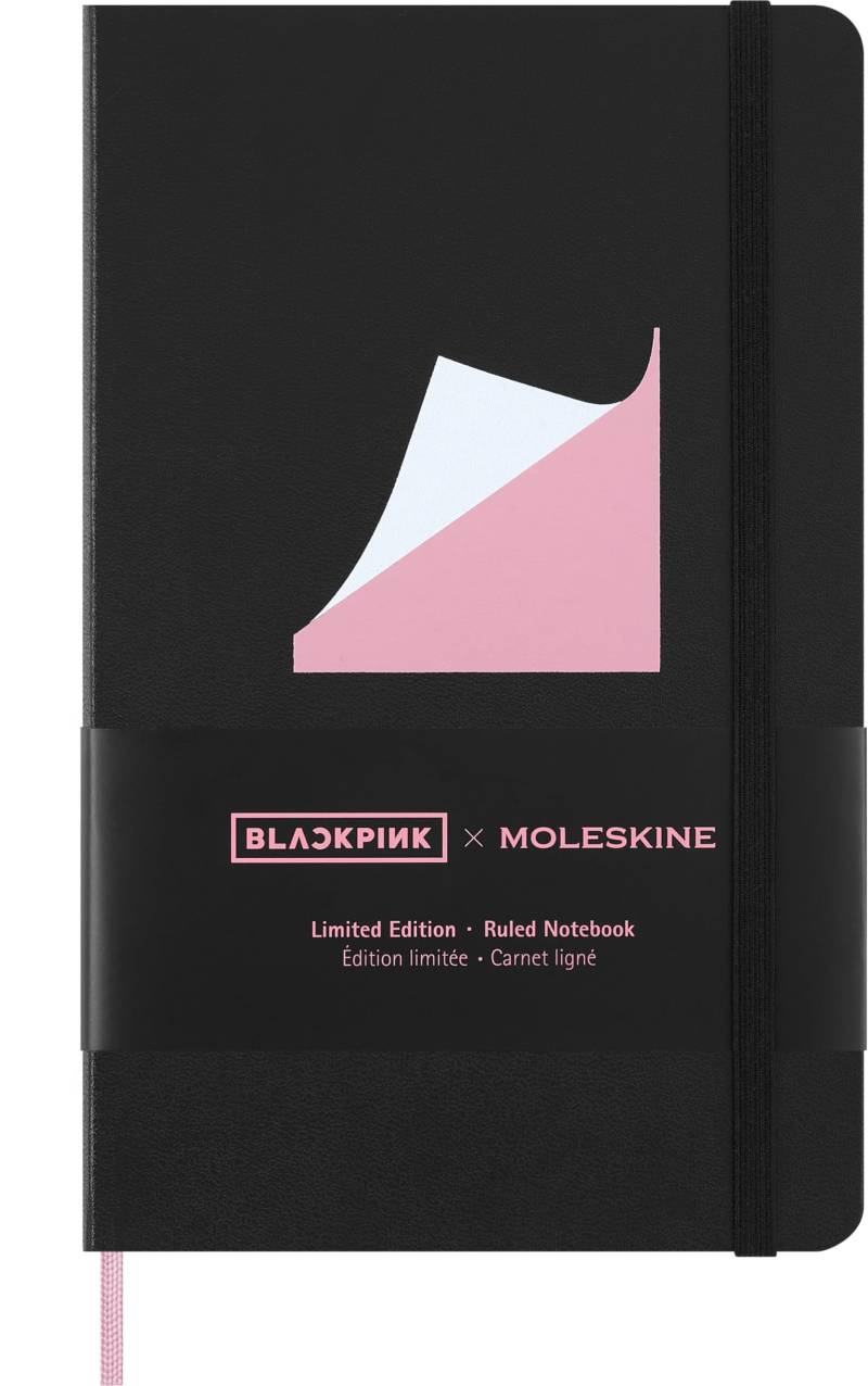Moleskine x BLACKPINK Notizbuch, Hardcover, Horizontal liniert, Großes Format (13cm x 21cm), Schwarz, SKNTBHL7932BP01 von Joom DACH