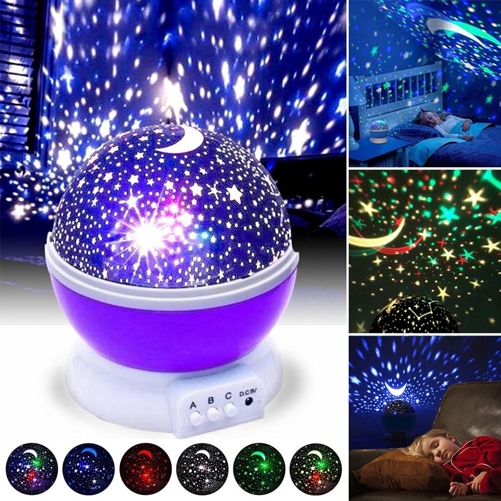 Mond Himmel Romantisches Nachtlicht LED Rotierender Projektor Sternenhimmel Nachtlampe Romantisches Projektionslicht blau von Joom DACH