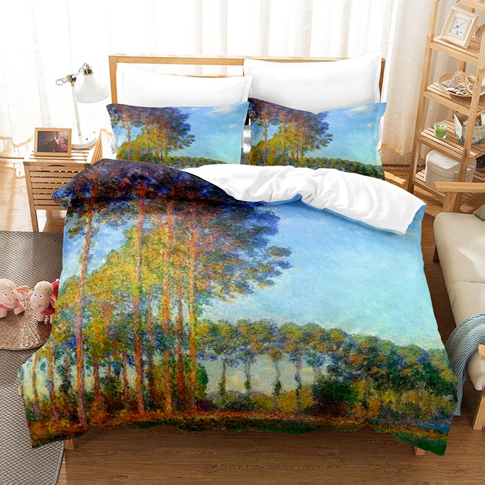 Monet Ölgemälde Bettbezug-Set King Queen Größe Kunstwerk Regenschirm Mädchen Ölgemälde Für Kinder Jungen Mädchen Polyester Bettwäsche-Set EU single(135x200cm) von Joom DACH