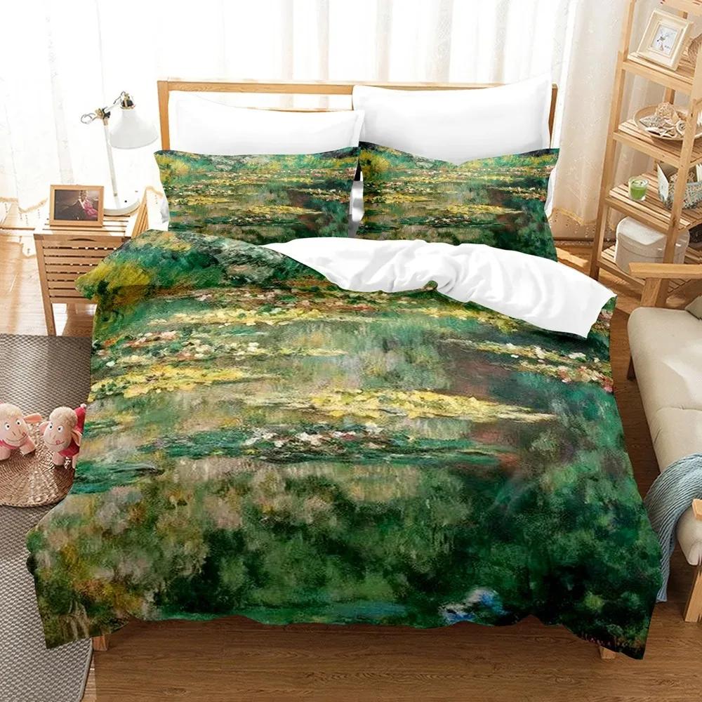 Monet Ölgemälde Bettbezug Set King Queen Größe Kunstwerk Regenschirm Mädchen Ölgemälde für Kinder Jungen Mädchen Polyester Bettwäscheset 70x133cm 2pcs von Joom DACH
