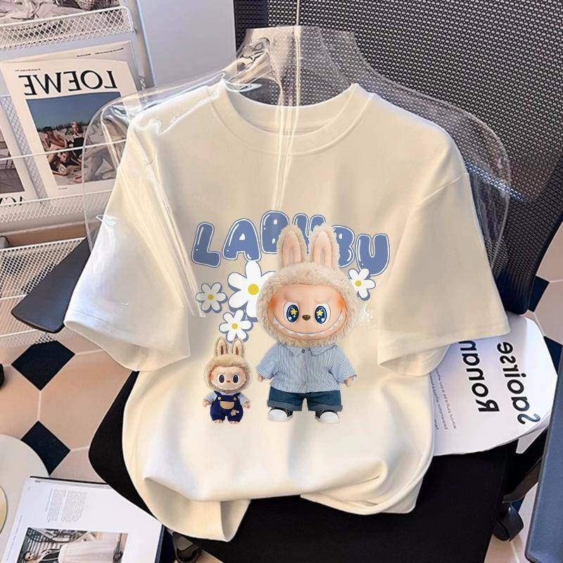 Monster Elf Cartoon Grafik labubu Kinder Bedrucktes T-Shirt Sommer Herren und Damen Lässiges Outdoor Kurzarm T-Shirt Mädchen Top S von Joom DACH