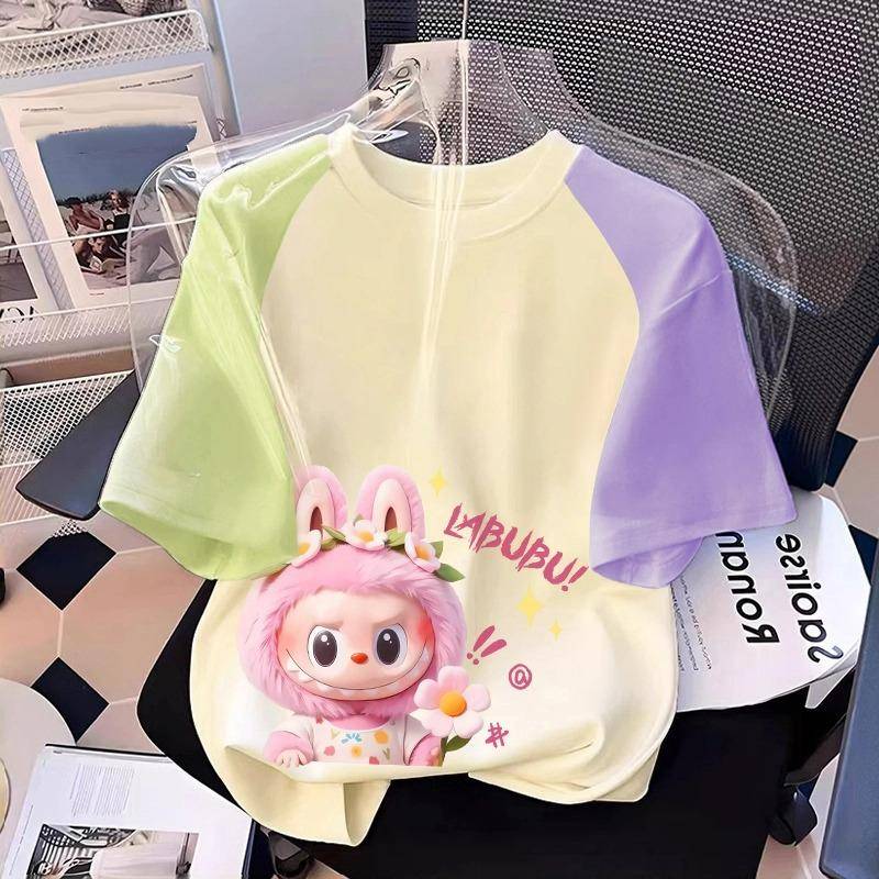 Monster Elfe Cartoon Grafik Labubu Kinder Bedrucktes T-Shirt Sommer Damen Lässig Outdoor Mädchen Kurzarm T-Shirt Top Kleidung 110 von Joom DACH