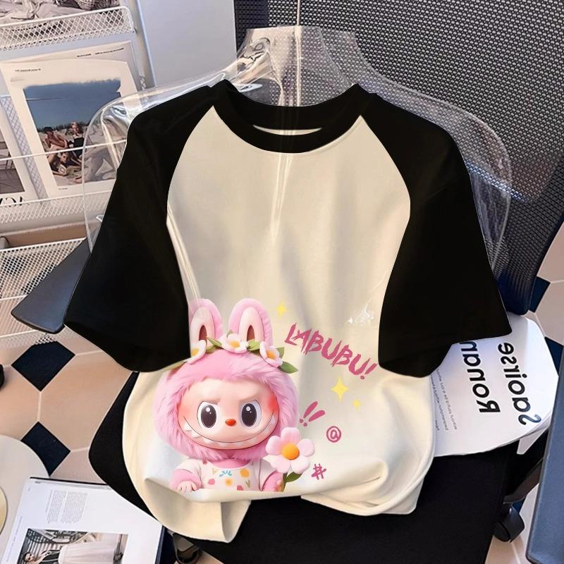 Monster Elfe Cartoon Grafik Labubu Kinder Bedrucktes T-Shirt Sommer Damen Lässig Outdoor Mädchen Kurzarm T-Shirt Top Kleidung 140 von Joom DACH