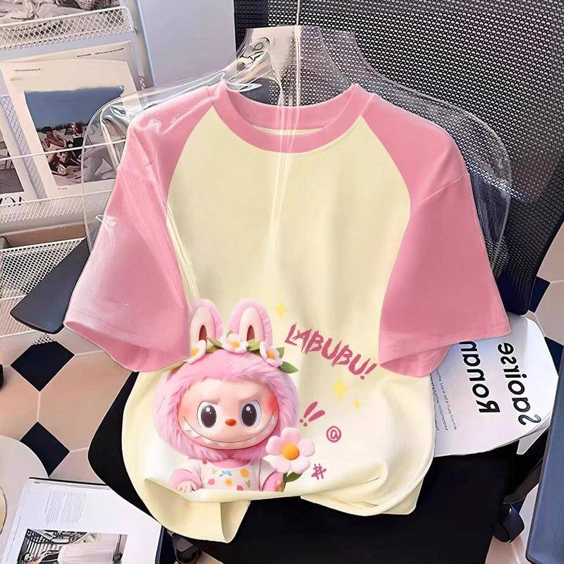 Monster Elfe Cartoon Grafik Labubu Kinder Bedrucktes T-Shirt Sommer Damen Lässig Outdoor Mädchen Kurzarm T-Shirt Top Kleidung 150 von Joom DACH