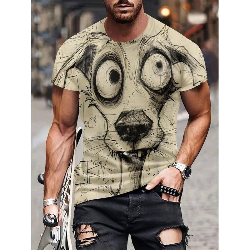 Monster-Graffiti-Art-Grafik-T-Shirt für Herren, Tier-3D-Druck, T-Shirts, Sommer, lässig, O-Ausschnitt, Übergröße, kurze Ärmel, Oberteile, Größe XS-6XL L von Joom DACH