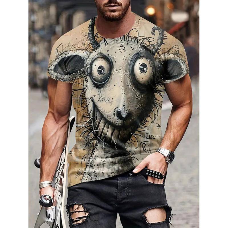 Monster-Graffiti-Art-Grafik-T-Shirt für Herren, Tier-3D-Druck, T-Shirts, Sommer, lässig, O-Ausschnitt, Übergröße, kurze Ärmel, Oberteile, Größe XS-6XL M von Joom DACH