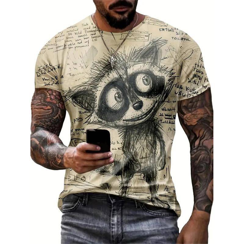 Monster-Graffiti-Art-Grafik-T-Shirt für Herren, Tier-3D-Druck, T-Shirts, Sommer, lässig, O-Ausschnitt, Übergröße, kurze Ärmel, Oberteile, Größe XS-6XL XL von Joom DACH