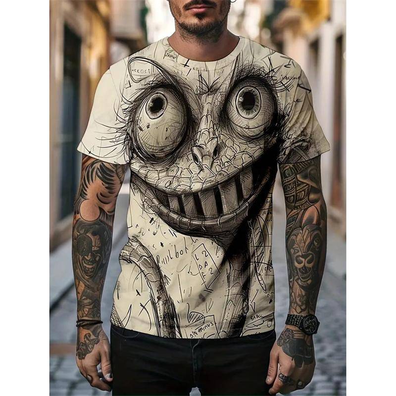 Monster-Graffiti-Art-Grafik-T-Shirt für Herren, Tier-3D-Druck, T-Shirts, Sommer, lässig, O-Ausschnitt, Übergröße, kurze Ärmel, Oberteile, Größe XS-6XL XL von Joom DACH