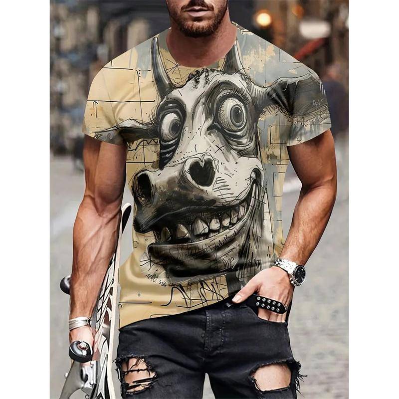 Monster-Graffiti-Art-Grafik-T-Shirt für Herren, Tier-3D-Druck, T-Shirts, Sommer, lässig, O-Ausschnitt, Übergröße, kurze Ärmel, Oberteile, Größe XS-6XL XL von Joom DACH