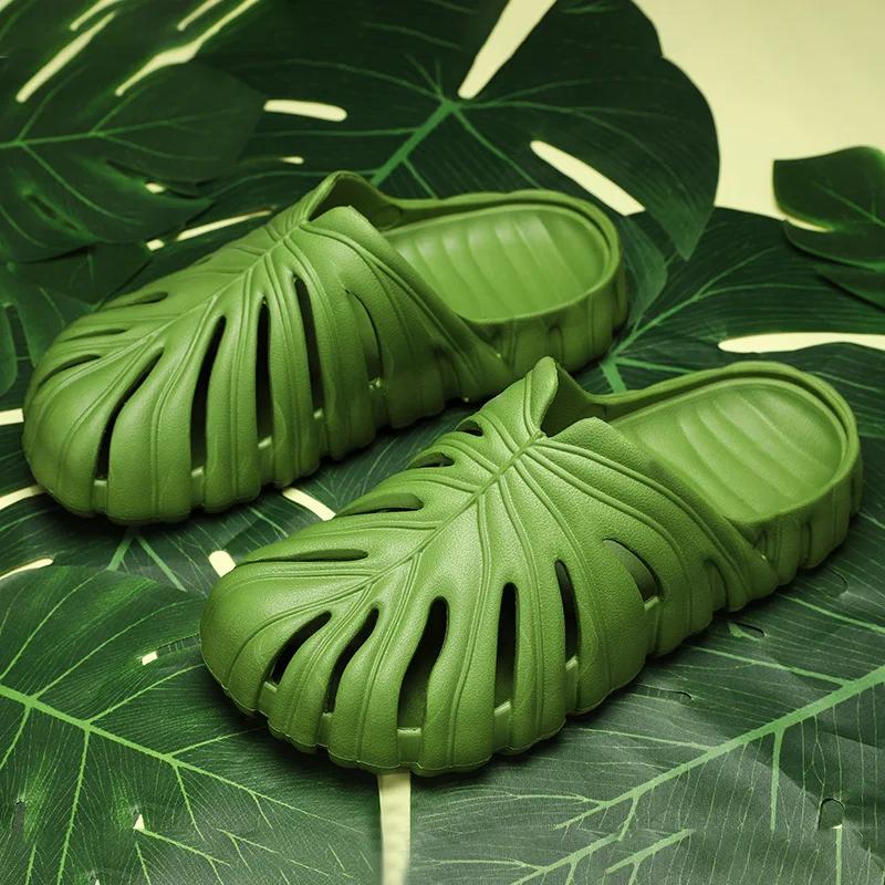 Monstera Slides für Männer Frauen Sommer Outdoor Hausschuhe Eva Soft Forest Camping Trend Unisex Slides Strandschuhe Home Hausschuhe 37-38 von Joom DACH