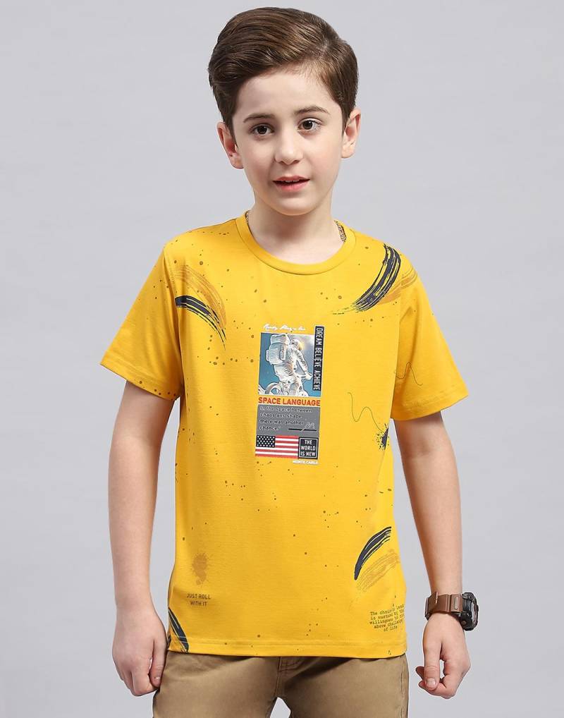 Monte Carlo Boys Senfgelbes bedrucktes Rundhals-Halbarm-Regular-Fit-T-Shirt 5-6 Years senfgelb von Joom DACH