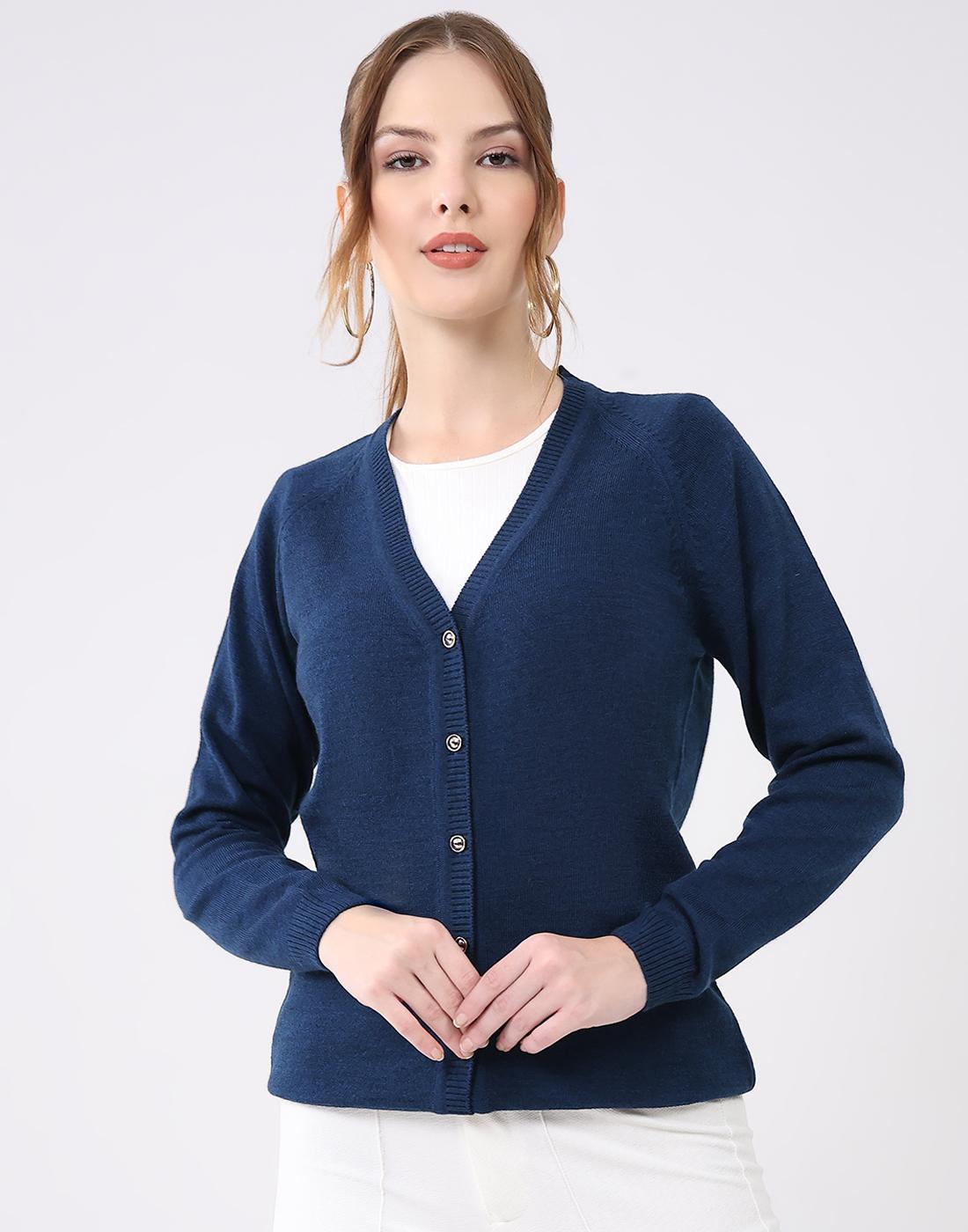 Monte Carlo Damen Strickjacke Regular Fit 2XL blau von Joom DACH